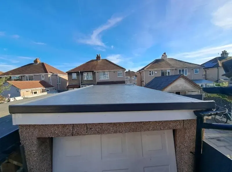 Garage with a new flat roof