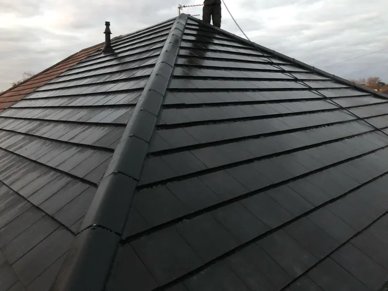 New tiled roof with dry ridge